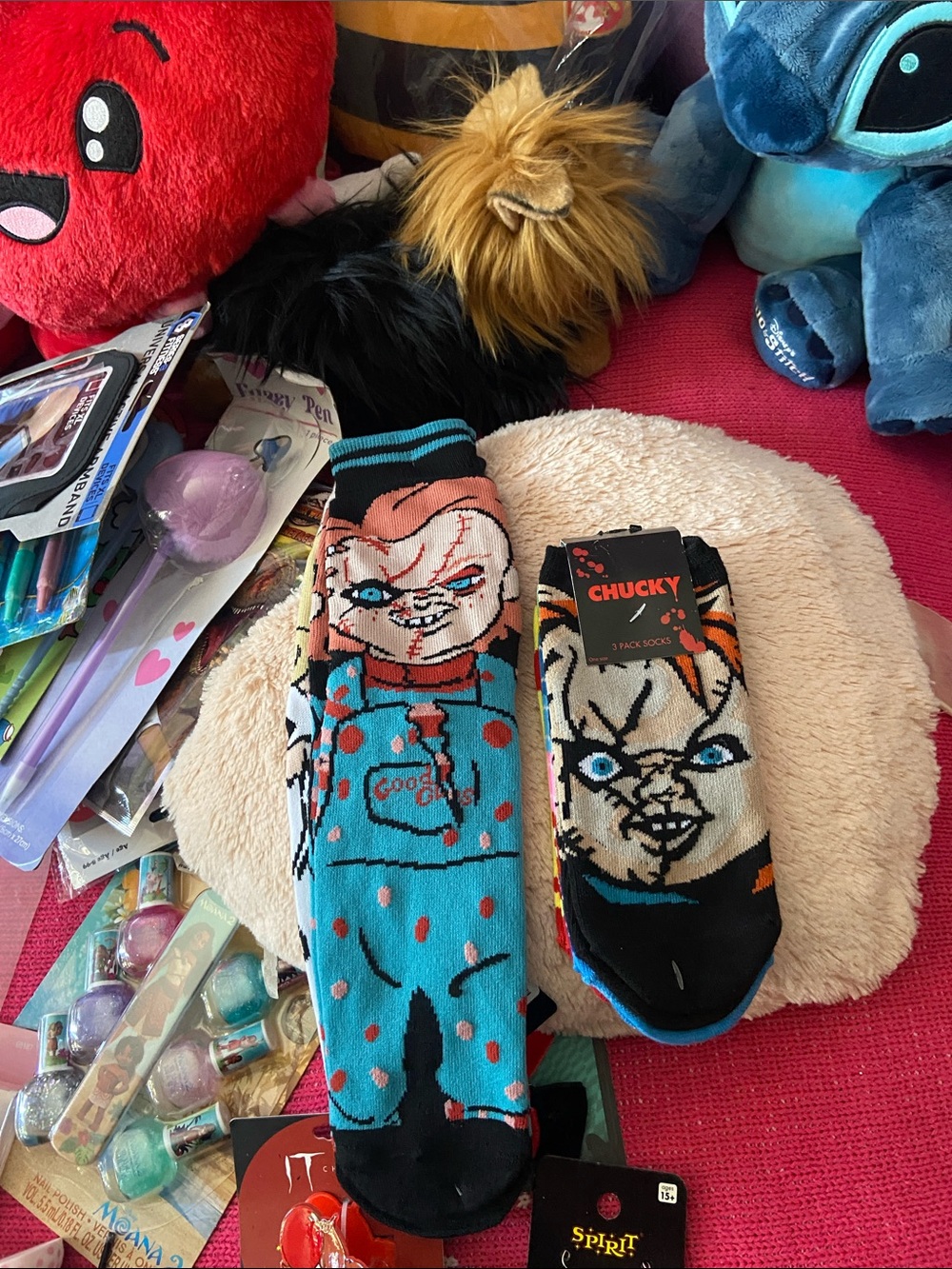 Spirit Chucky Graphic Crew Socks - Teal, Black & Orange